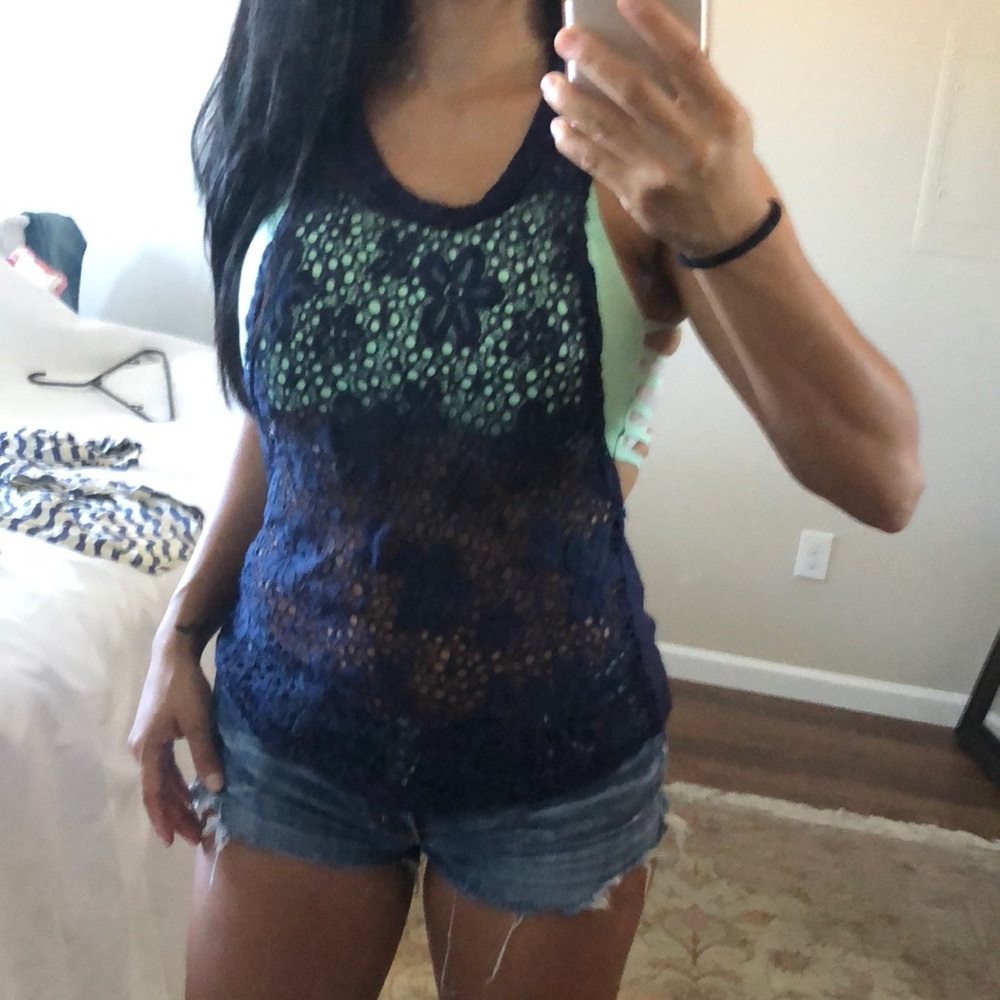 Navy blue open back tank